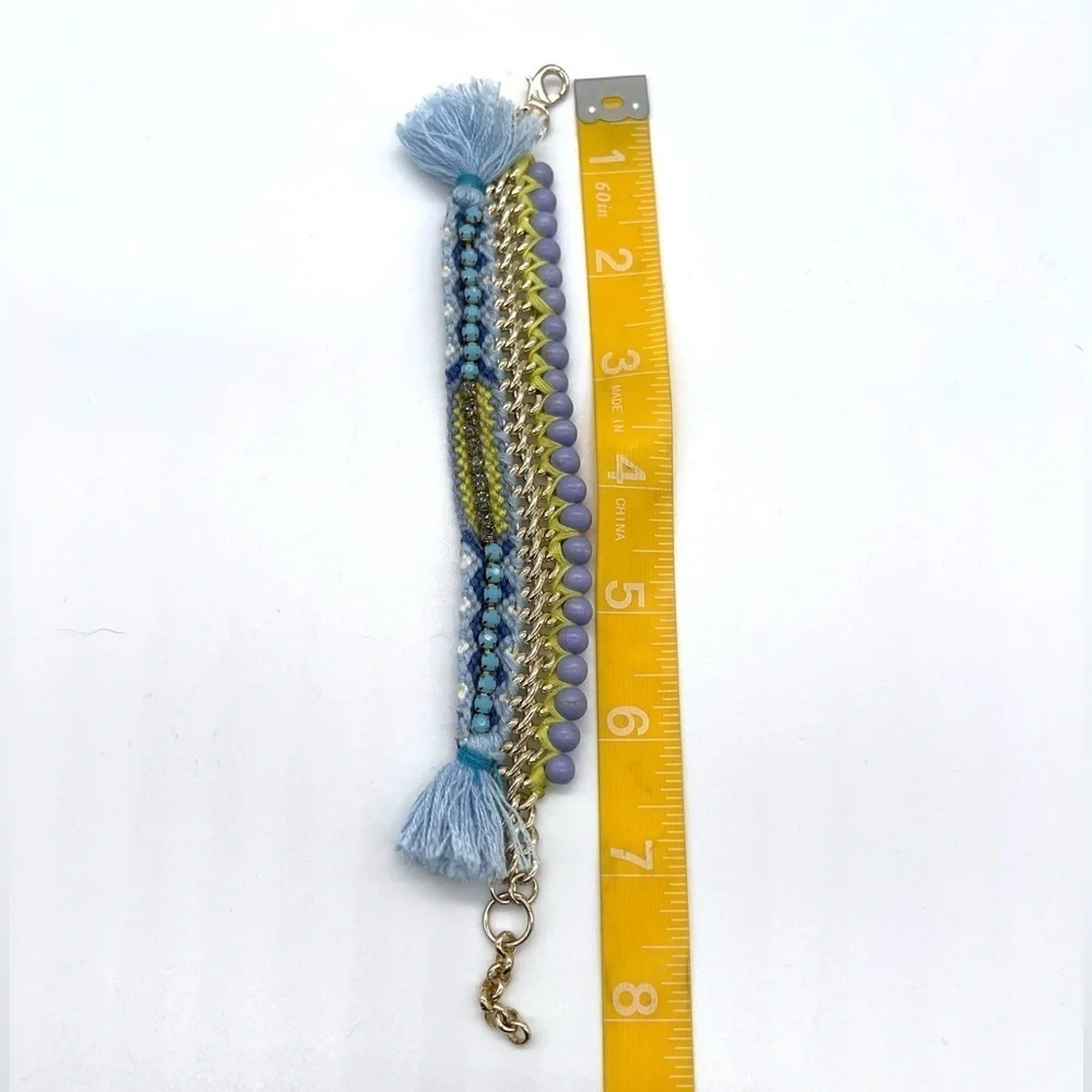 Loft Braided Tassel Bracelet with Rhinestones Accent